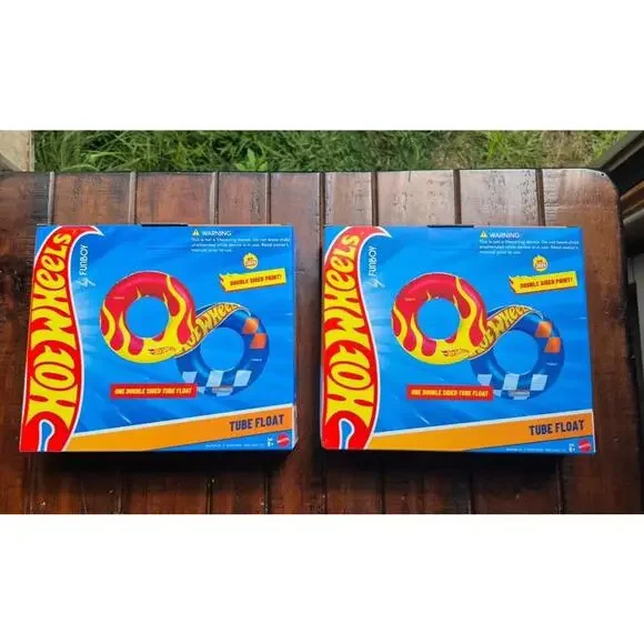 2 Pk Hot Wheels Funboy Double-Sided Tube Pool Float 34" Inflatable Kids Ages 8+ - Picture 4 of 5